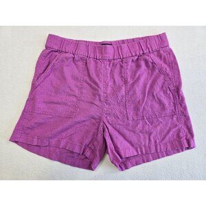 J Crew XS Linen Blend Womens Shorts Purple Elastic Waist Pull On